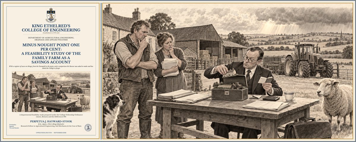 Cover and illustration of the paper: Minus Nought Point One Per Cent: A Feasibility Study of the Family Farm as a Savings Account