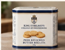 Tin of King Ethelred’s peer-reviewed butter biscuits